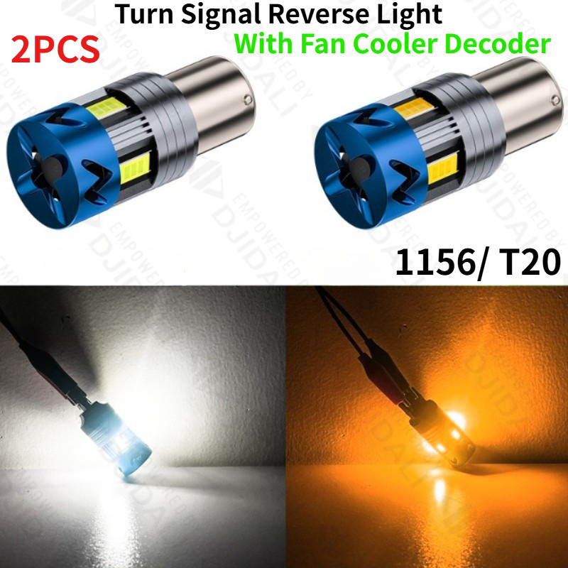 2PCS 1156 T20 7440 LED Turn Signal Reverse Light With Fan Cooler ...