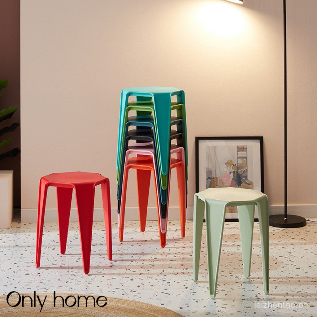 Stool High Stool Thickened Simple Round Stool Stackable Nordic Fashion ...