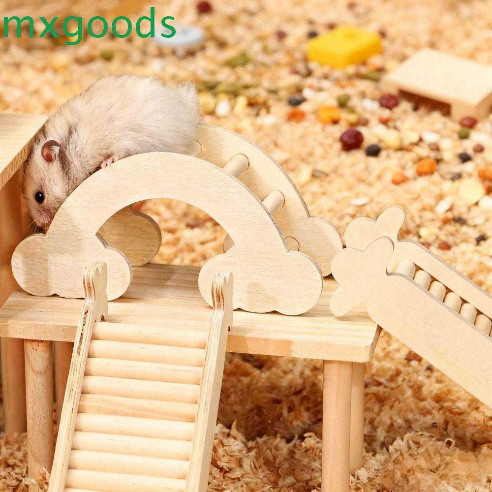 MXGOODS Wooden Hamster Ladder, Decorative Wave Shape Hamster Climbing ...