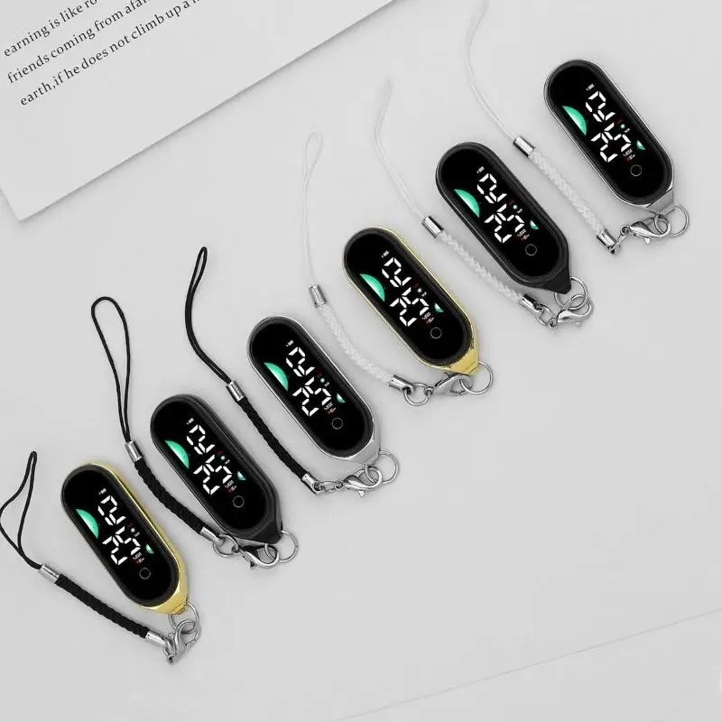 Touch Screen Digital Watch Keychain Pendant Luminous Portable Pocket ...