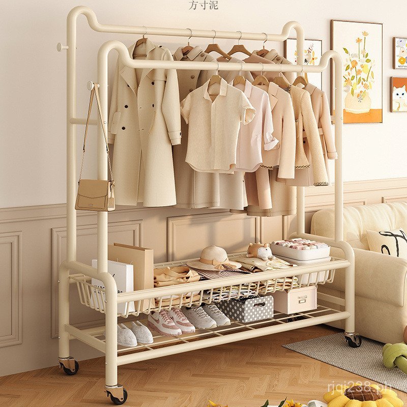 Simple Coat Rack for Home Use, Double Rod Storage Rack for Bedroom ...