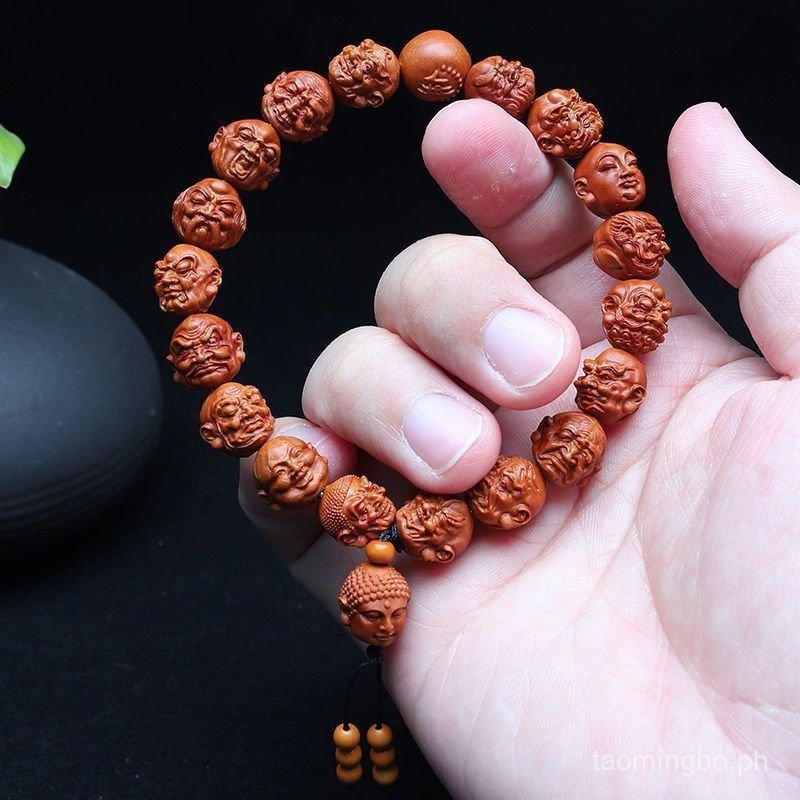 Olive nut18Men's Must-Have Handheld Luo Han Dragon Pattern Carved Peach ...