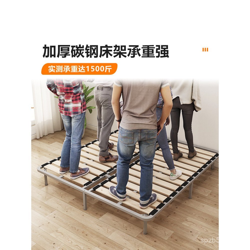 Steel Frame Rice Bed with Solid Wood Slats1.5Foldable Dragon Bone Frame ...