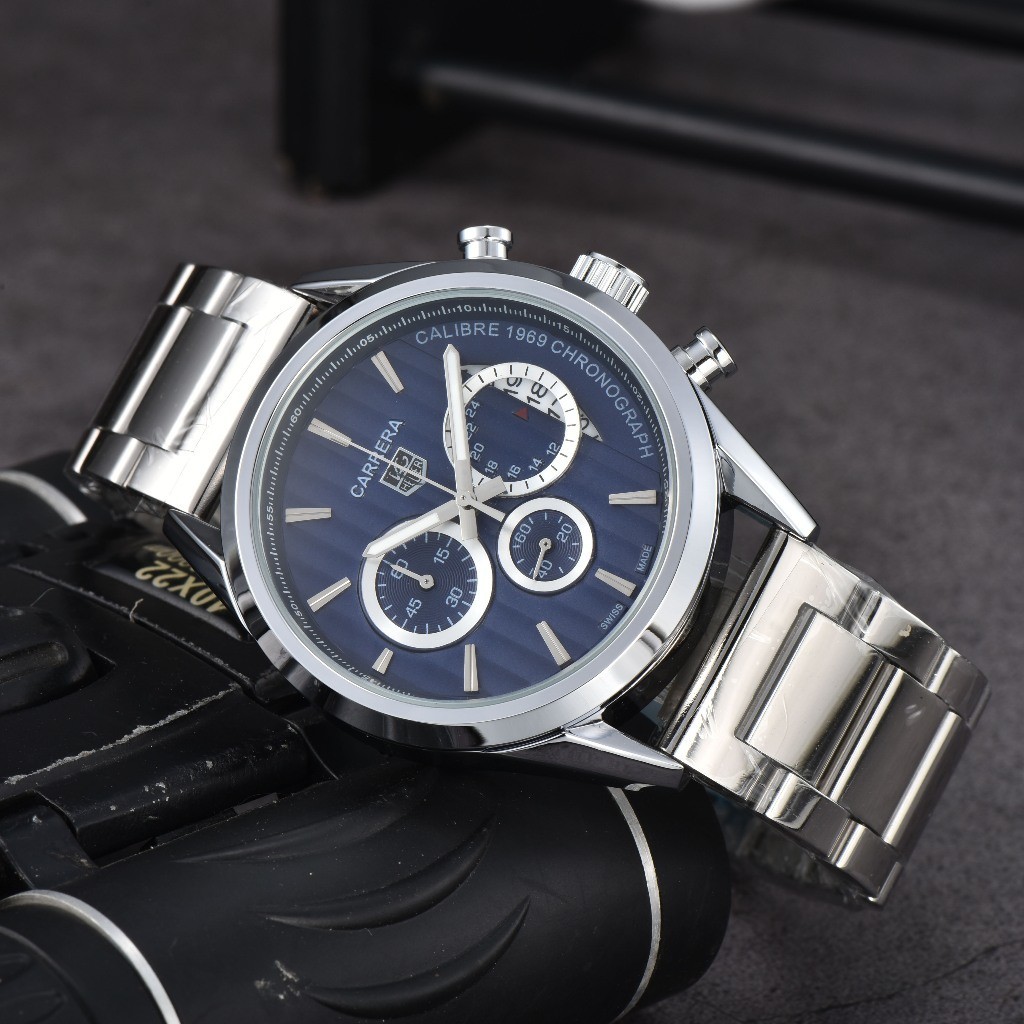 TAG TAG Howard Stainless Steel Wrist Watch Three-Eye Chronograph Trendy ...