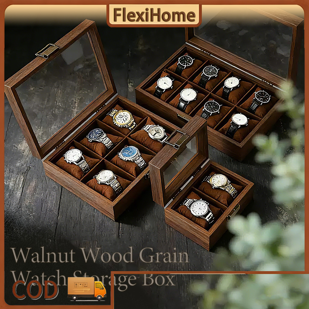 3/6/10/12 Wooden Watch Box Luxury Multi-Slot Watch & Jewelry Organizer ...