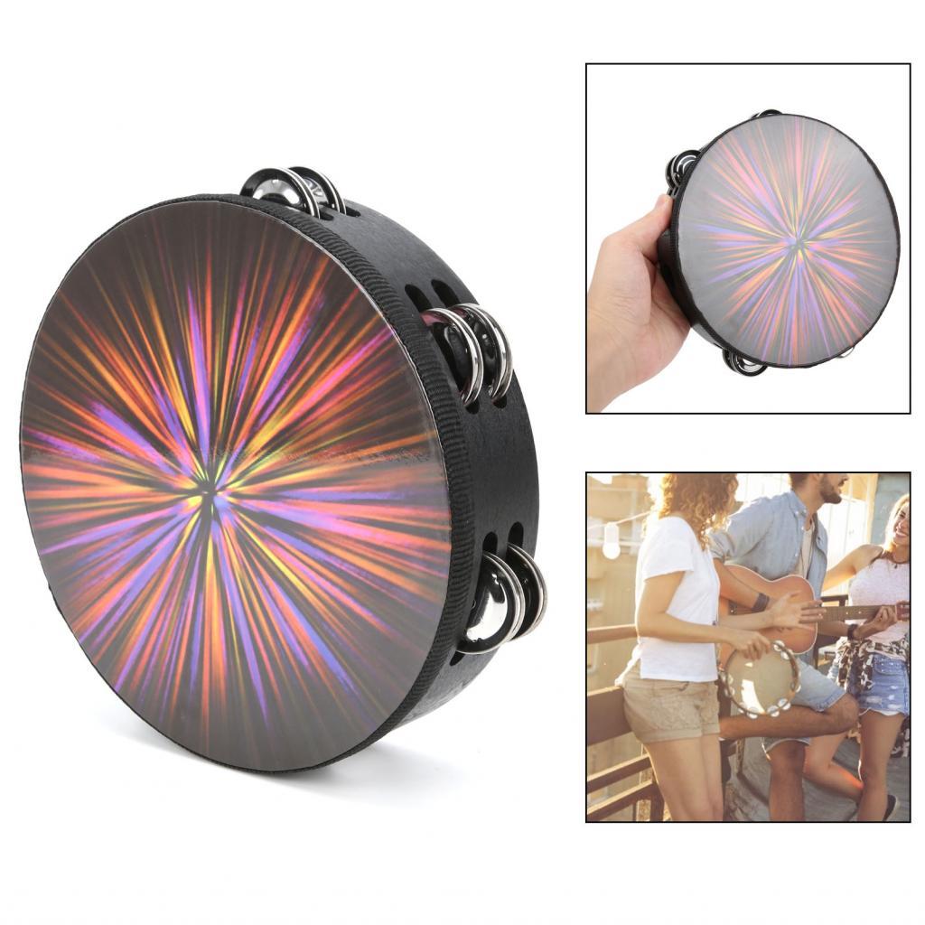 lhome Walfront 8-inch Tambourine Hand Drum Double Row Bell Polyester ...