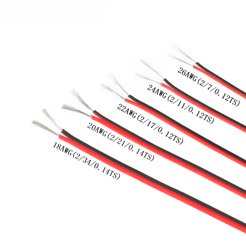 10 Meters 2 Pin Electrical Wire Tinned Copper 18/20/22/24/26 AWG ...