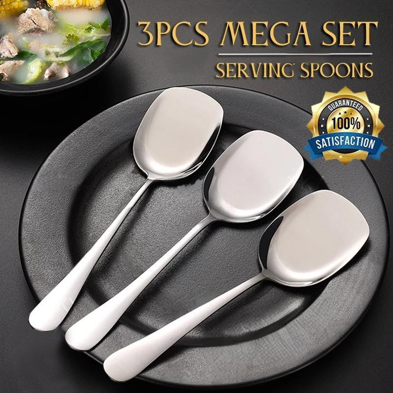 3pcs Serving Spoon Set Stainless Steel Serving Spoon Makapal Kutsara ...