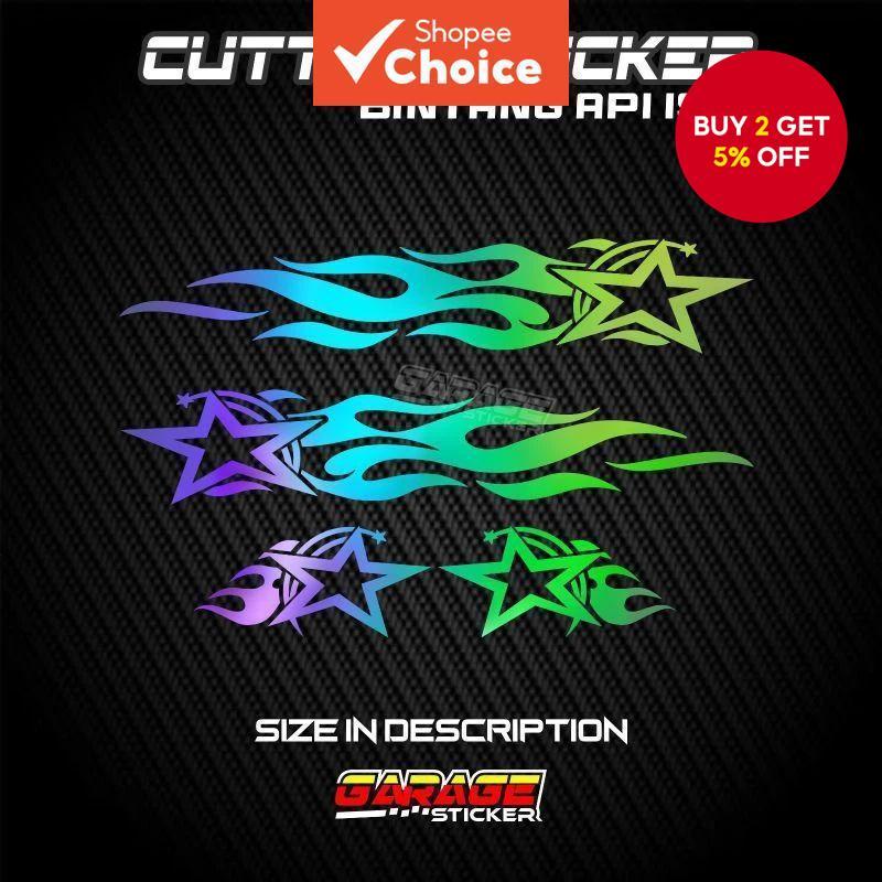 Motorcycle Sticker Kit 4PCS Flame Decal Vinyl Graphic Set Universal Fit ...