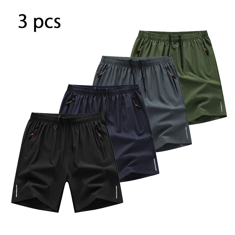 3 Pcs Pack Athletic Men's DryFit Shorts Light-Weight Taslan Breathable ...