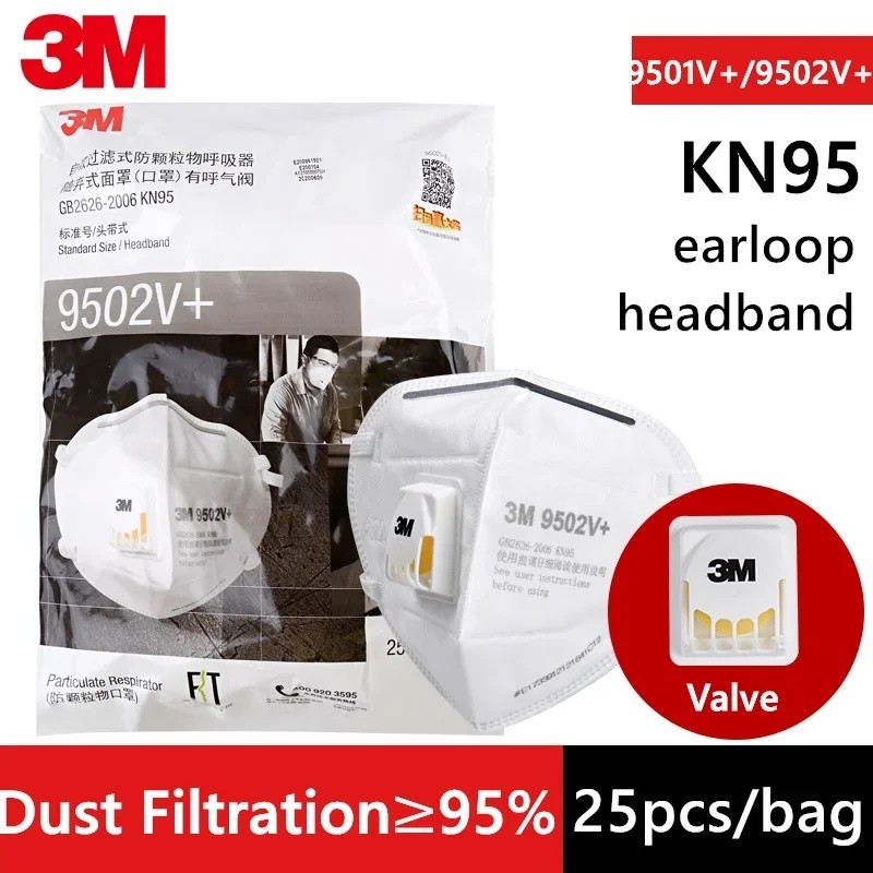 3M Mask 9501V+ 9502V+ Anti-particulate Mask Standard Breath Valve ...
