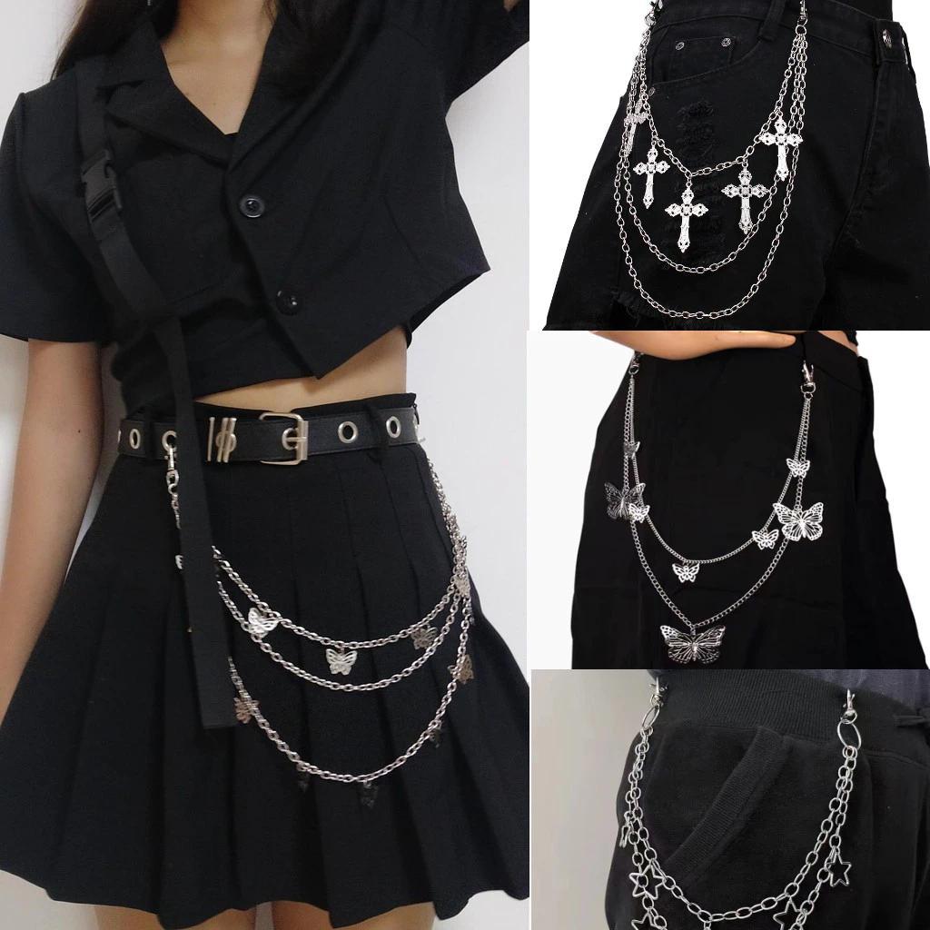 Hip Hop Punk Metal Butterfly Pants Chain for Women, Fashion Silver ...