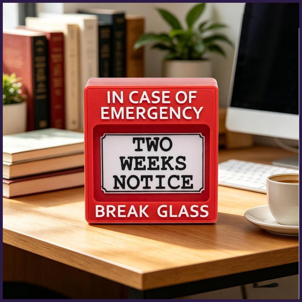 Resignation Sign Decor Humorous Personal Resignation Break Glass Symbol ...