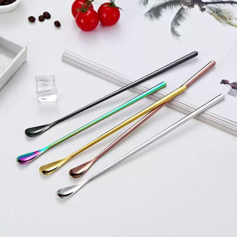 MIKA STORE Simple Style 304 Stainless Steel Long Handle Spoon Deep Pot ...