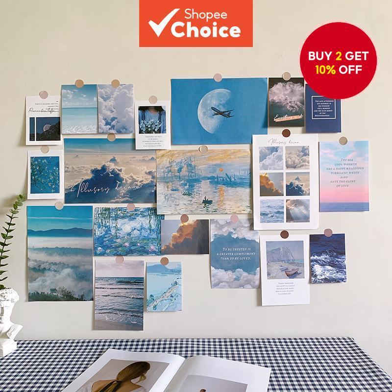 20pcs Ins Pos ter Wall Sticker DIY Background Paper Cards Photo Props ...