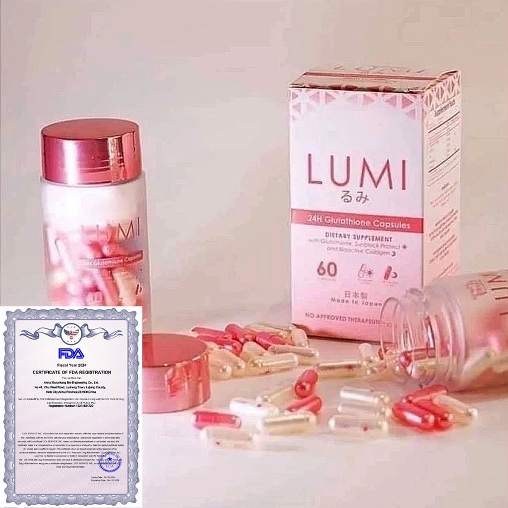 lumi glutathione fda approved ✓FDA✓LUMI Day 24 H Whitening Gluta Collagen Capsules by Beauty Vault Ivana Alawi Fyang Smith BPC-157, Semaglutide, And Wellness Selection:1.6 fl oz (50 ml) كريم للهالات والانتفاخ مع جلوتاثيون