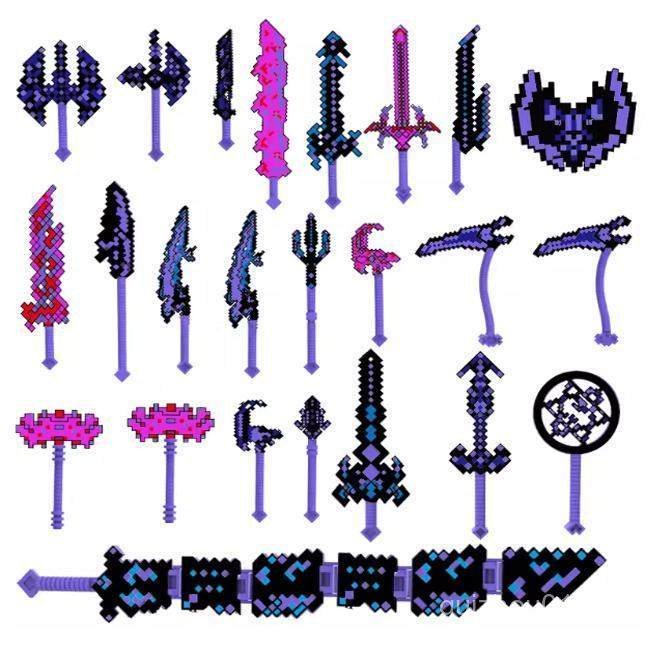 Minecraft Full Set Minifigures Pack Annoying Villager Diamond Trident ...