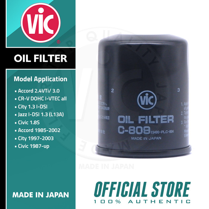 VIC Oil Filter C-809 for Honda Accord J30A, CRV ODHC, City I-DSI, Jazz ...
