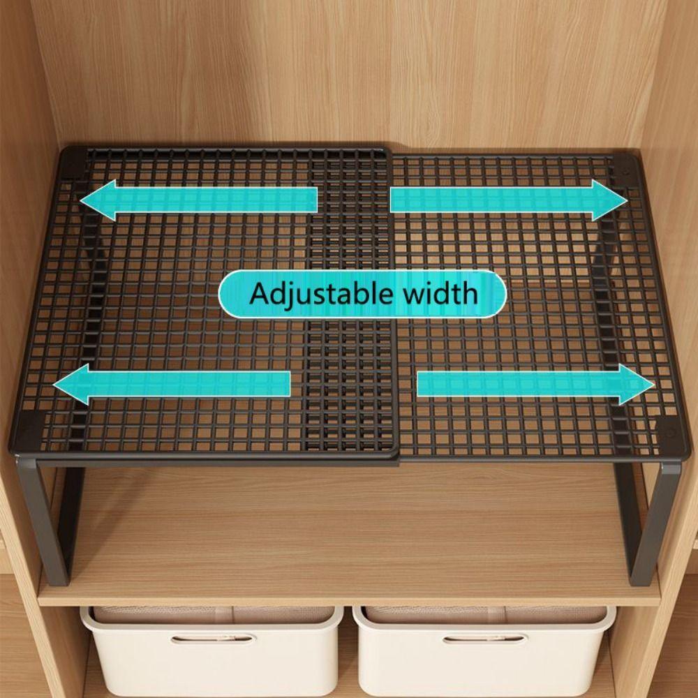 AIQINPB Telescopic Closet Shelf, Stackable Adjustable Wardrobe Divider ...