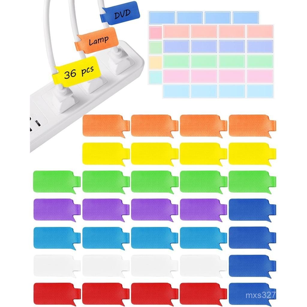 36Pcs Large Cable Labels - 8 Colors Reusable Write-On Wire Labels Tags ...