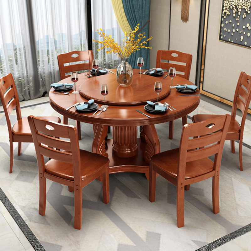 Modern Chinese Style Simple Round Table Dining Table Chair with ...