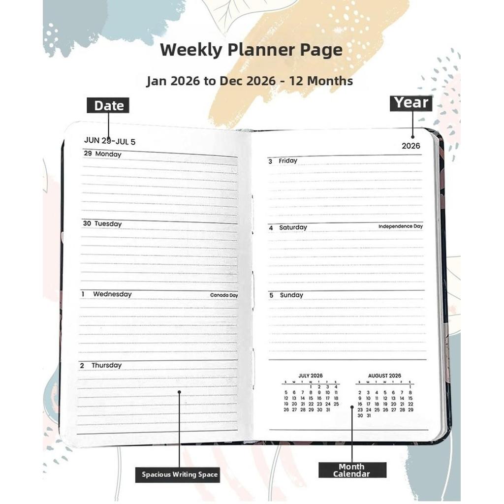 MEIGU 2026 Pocket Planner, Jan.2026 - Dec.2026 A6 Pocket Calendar 2026 ...