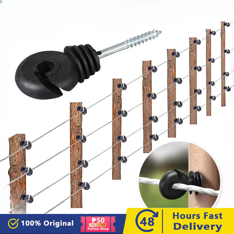 50Pcs/Set Electric Fence Offset Hook Screw Nut Wood Post Ring Insulator ...