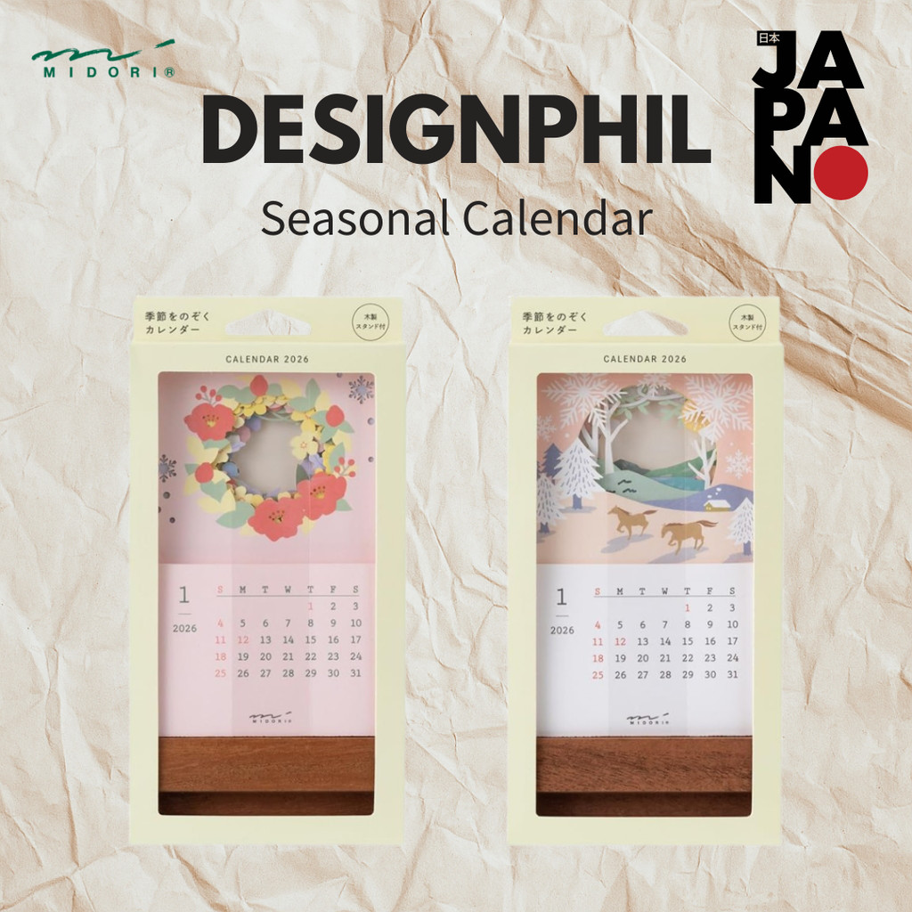 Midori 2026 Calendar Tabletop Seasonal Peek Calendar Scenery Pattern ...