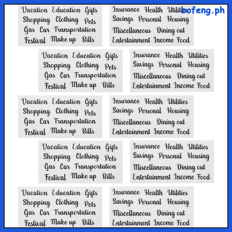 5 Set ng Abot-kayang Sticker na may Itim na Custom na Font para sa ...