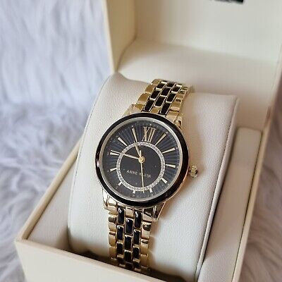 AK Klein Women's Glitter Accented Dial Bracelet Watch, AK/3924BKGB ...