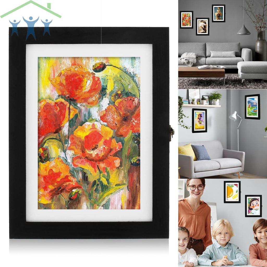 Kids Art Frame A4 Front Opening Photo Frames with Fixed Strap Wooden ...