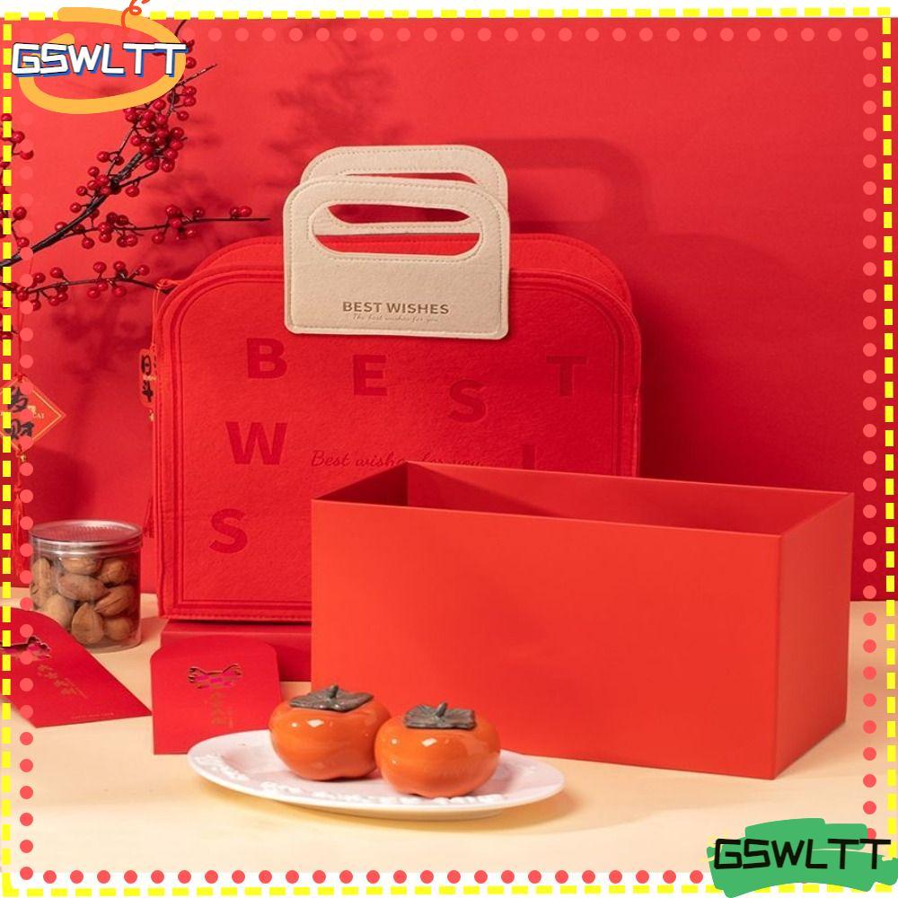 GSWLTT Candy Lucky Bag, PU Handle Felt Felt Gift Bag, Square Shape ...