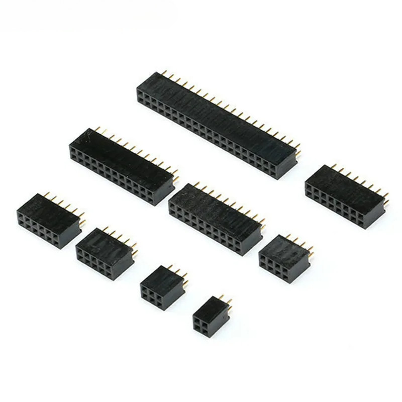 10Pcs 2.54mm pcb connector 2x2/3/4/5/6/8/10/12/16/40 Pin Stright Female ...