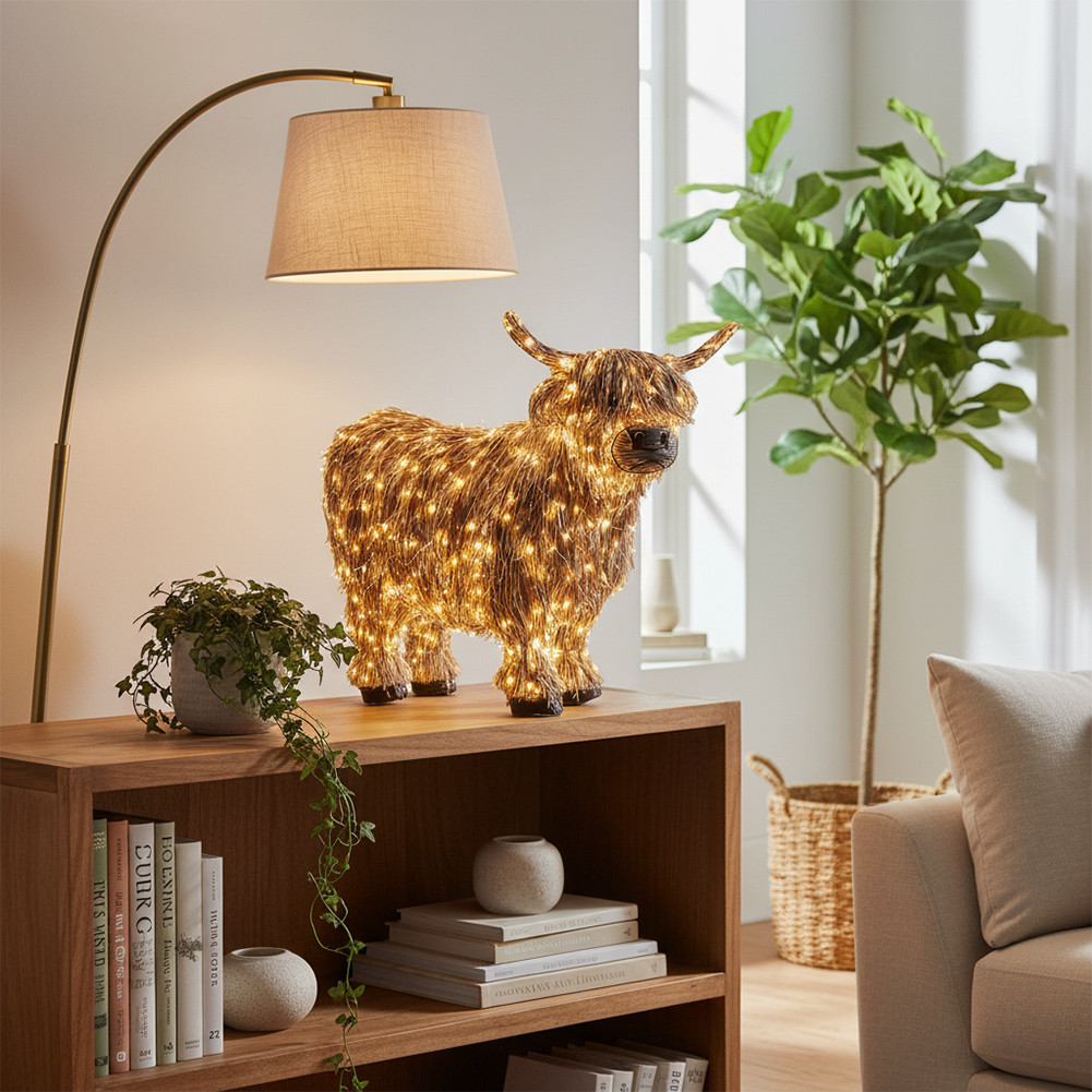 Lighted-Cattle Xmas Decorations Realistics Cow Shape Outdoor Display ...