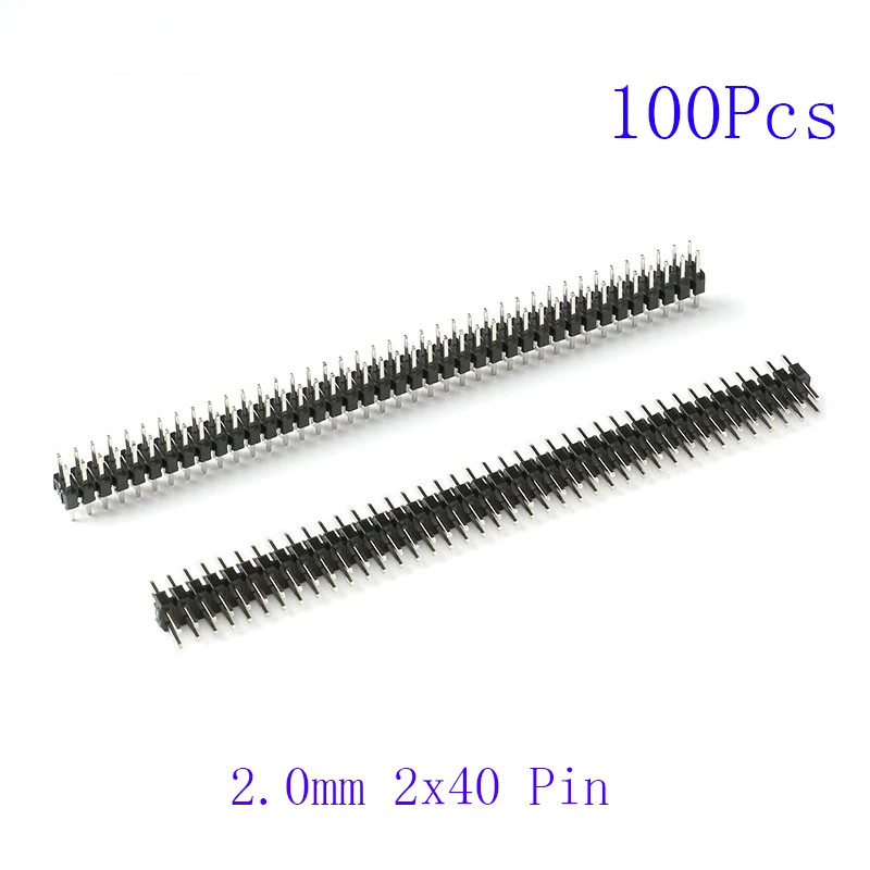 100pcs 2.0mm 2x40 Pin 80 Pin copper Pitch Male Double Row Pin Header ...