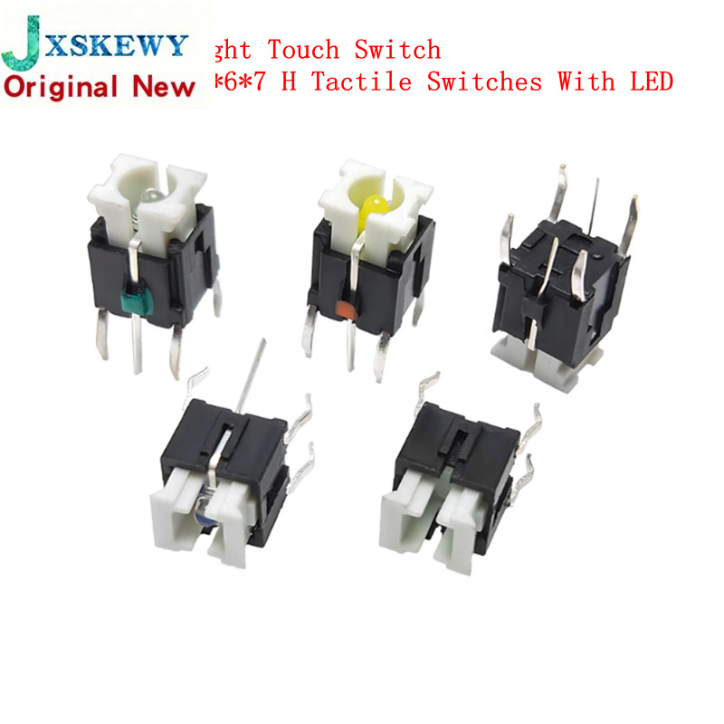 10PCS Iight Touch Switch 6*6*7 H Tactile Switches With LED Red White ...