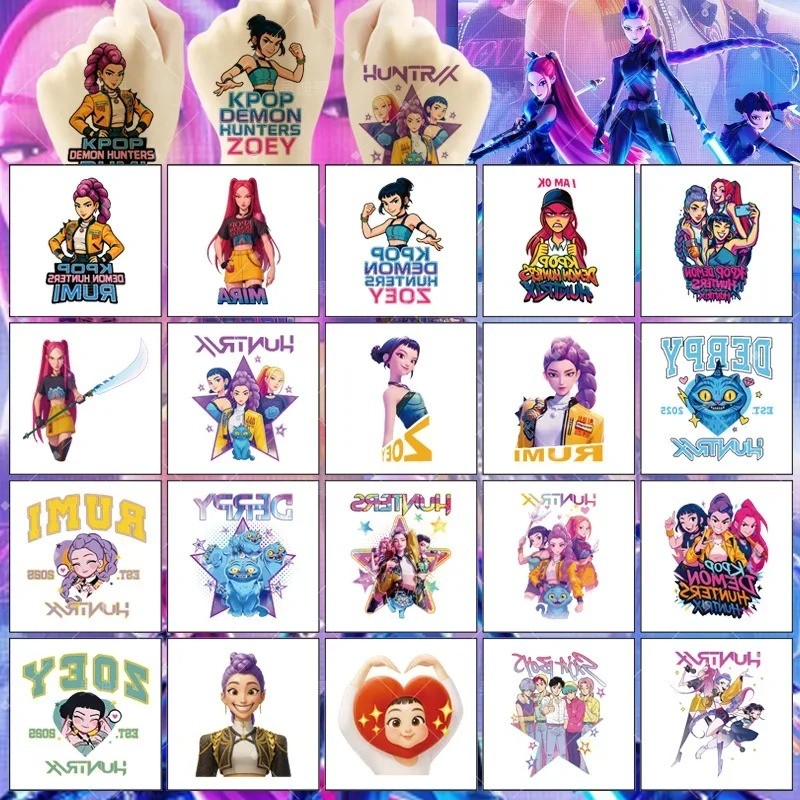 20Pcs/ Set Rumi K-pop Demon Hunters Temporary Tattoo Stickers Cute ...