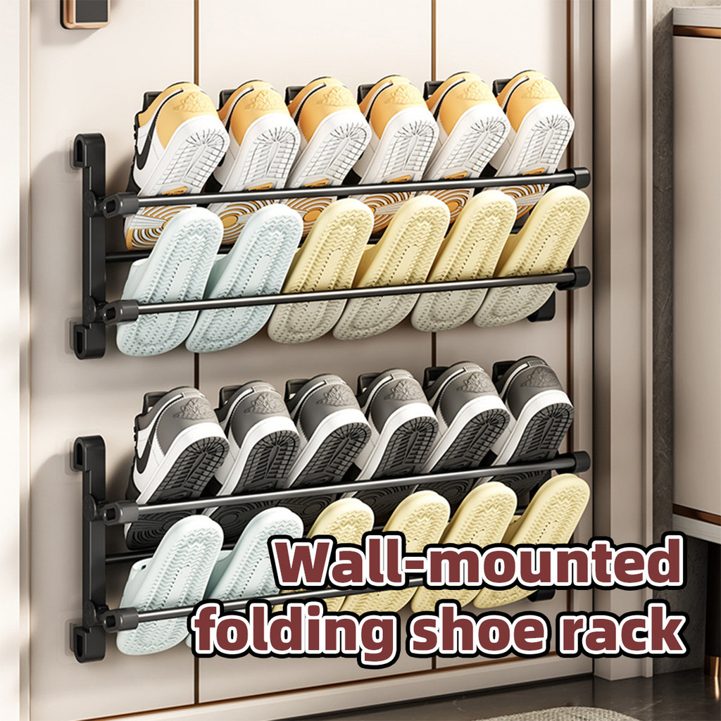 50/ 65cm Double Layer Hanging Shoe Rack/ Stacked Shoe Rack Kitchen Wall ...