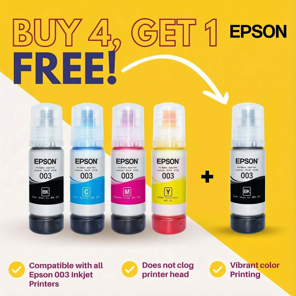 【BUY 4,GET 1】Genuine Epaon 003 Refill inks for L3210/L1110/L3110/L3120 ...