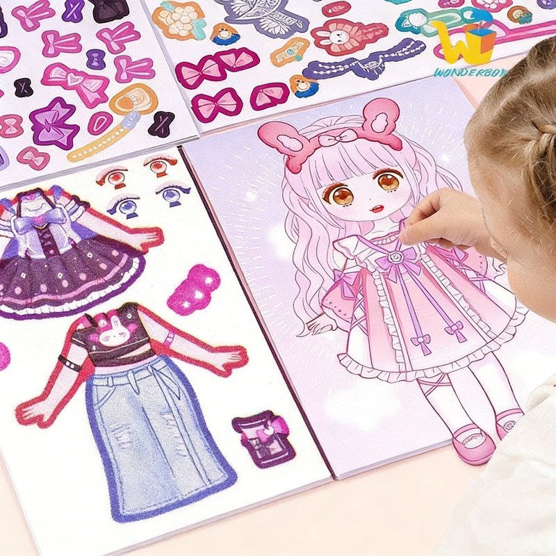 Sticker Book Stickers Paper Doll Whole Body Dress Up Stickers Kids Girl ...