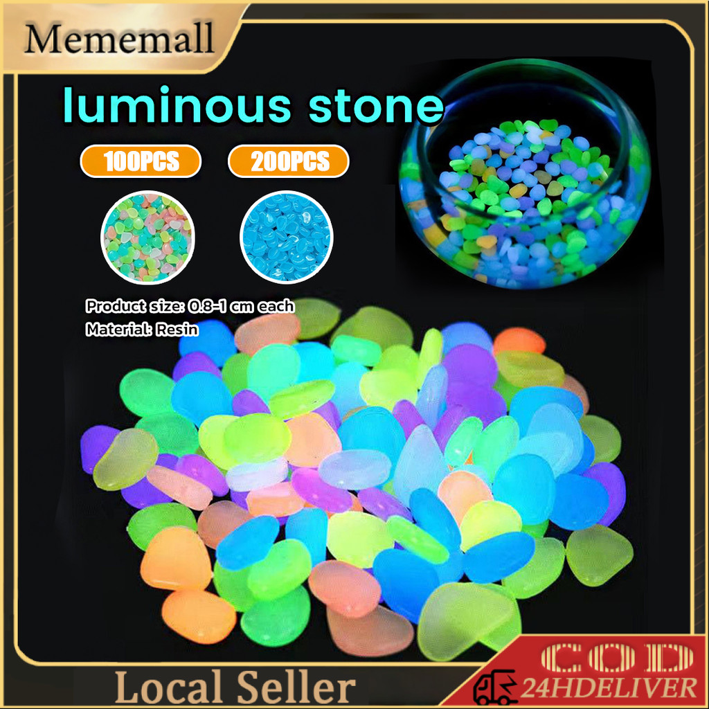 100/200pcs Glow In The Dark Pebbles, Resin Luminous Stones For ...