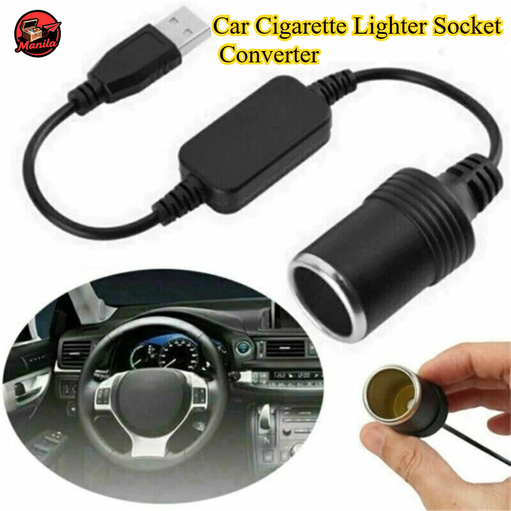 5V To 12V Car Cigarette Lighter Socket USB Converter Adapter Wired ...