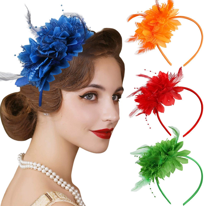 1pc Retro Style Feather Flower Headband for Party Performance ...