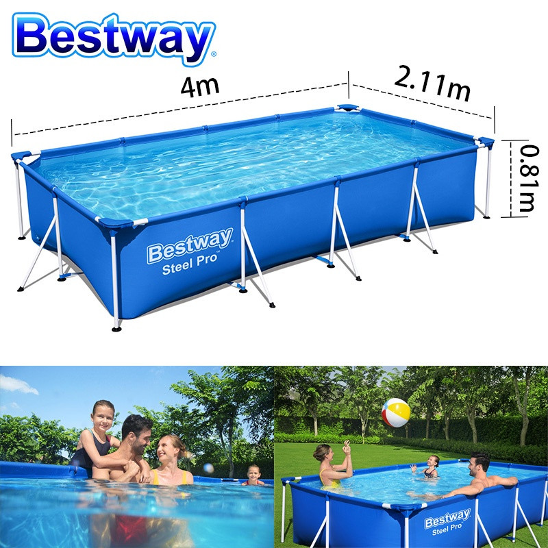 CQQ Bestway Kids Portable Swimming Pool STEEL PRO Family Kids Large ...