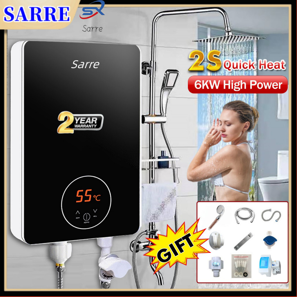 Instant Water Heater Shower Modern Electric LCD Touchscreen 6500W Hot ...