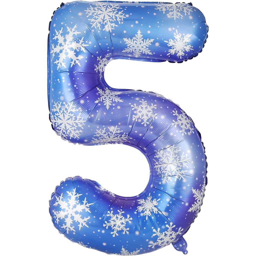 40 Inch Blue Snowflake Balloon Number Birthday Balloons Decorations for ...