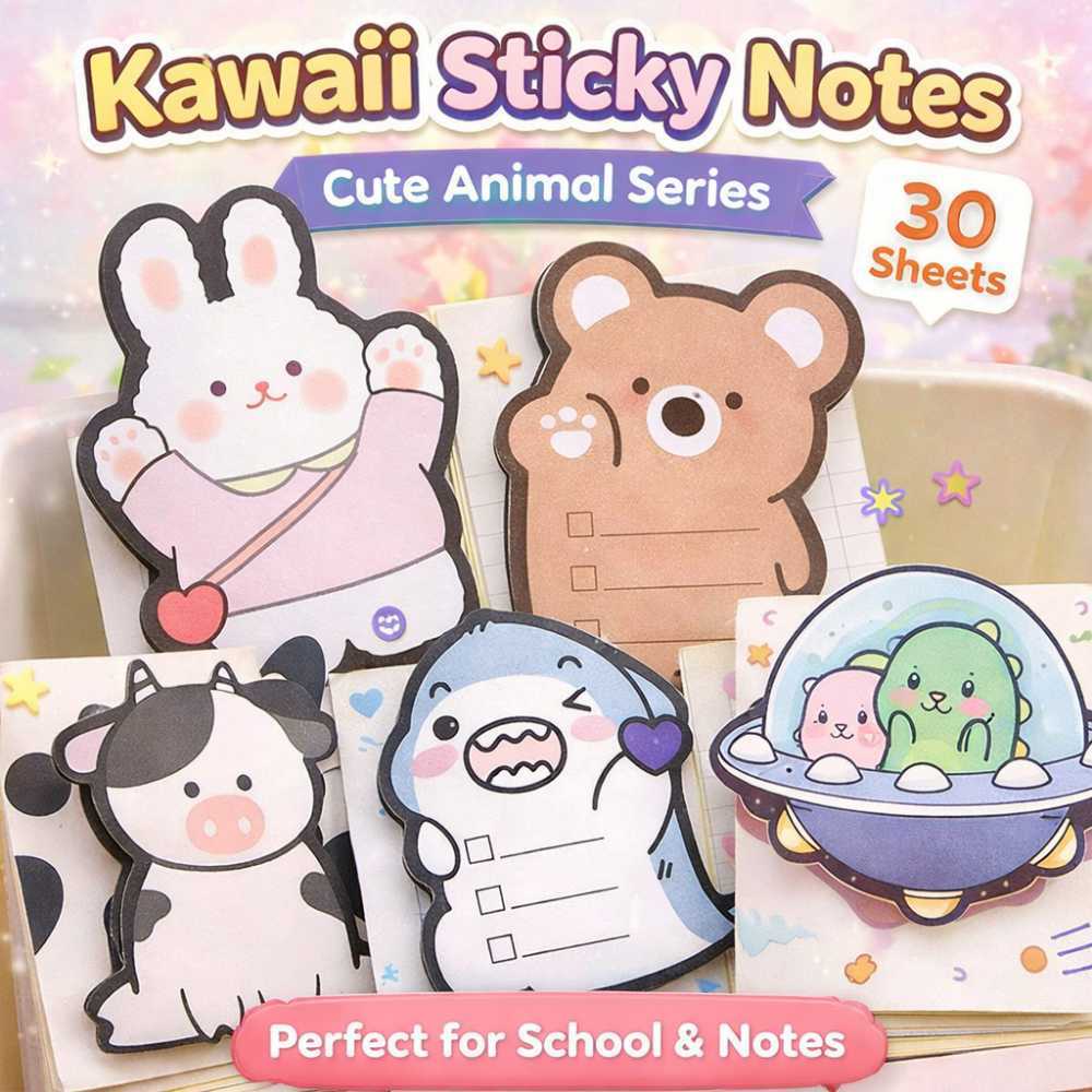 Cute Animal Sticky Notes Memo Pad Kawaii Post It Notes for School ...