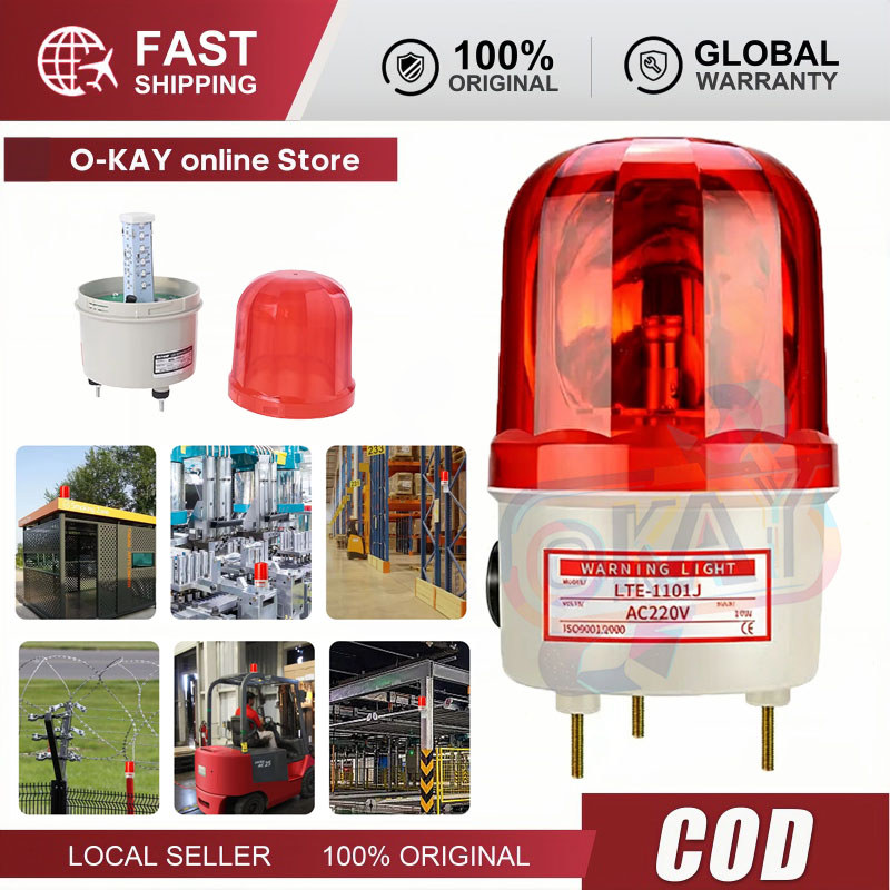 220V LED Strobe Warning Light with Buzzer LTE-1101J Flashing Alarm ...