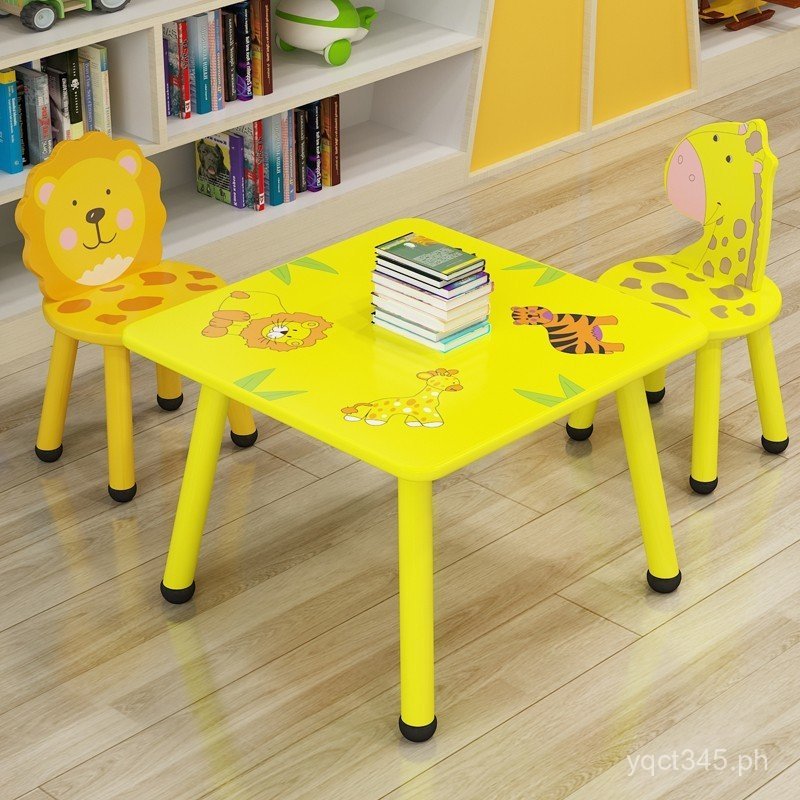 Solid Wood Table and Chair Baby Learning Table and Chair Game Round ...