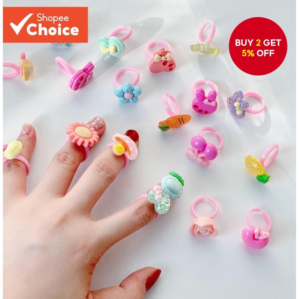 Cute Cartoon Kids Adjustable Ring Set DIY Beading Jewelry Making ...